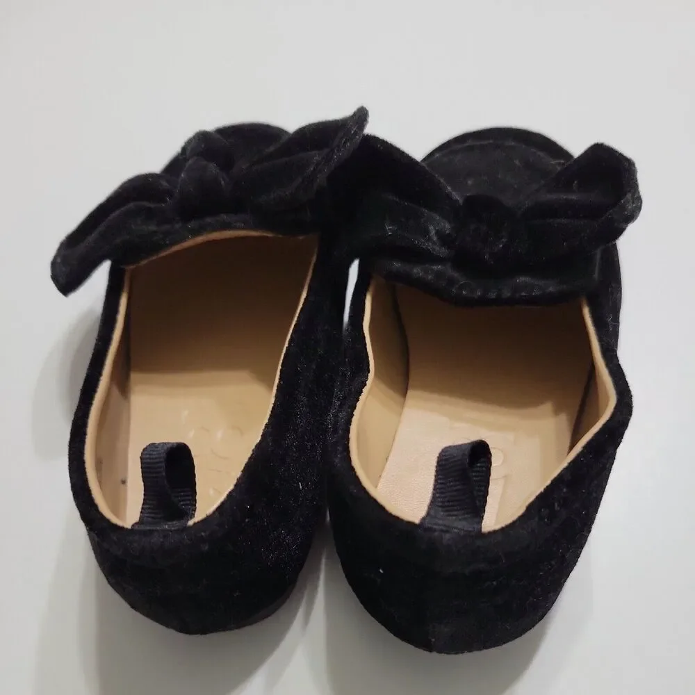 Crazy 8 Holiday Flats Girls Size 7 Black Velvet Round Toe Child Drese‎ Shoe Bow